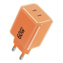 Nabíječka Forcell F‑ENERGY GaN III 60W 2×USB‑C – oranžová