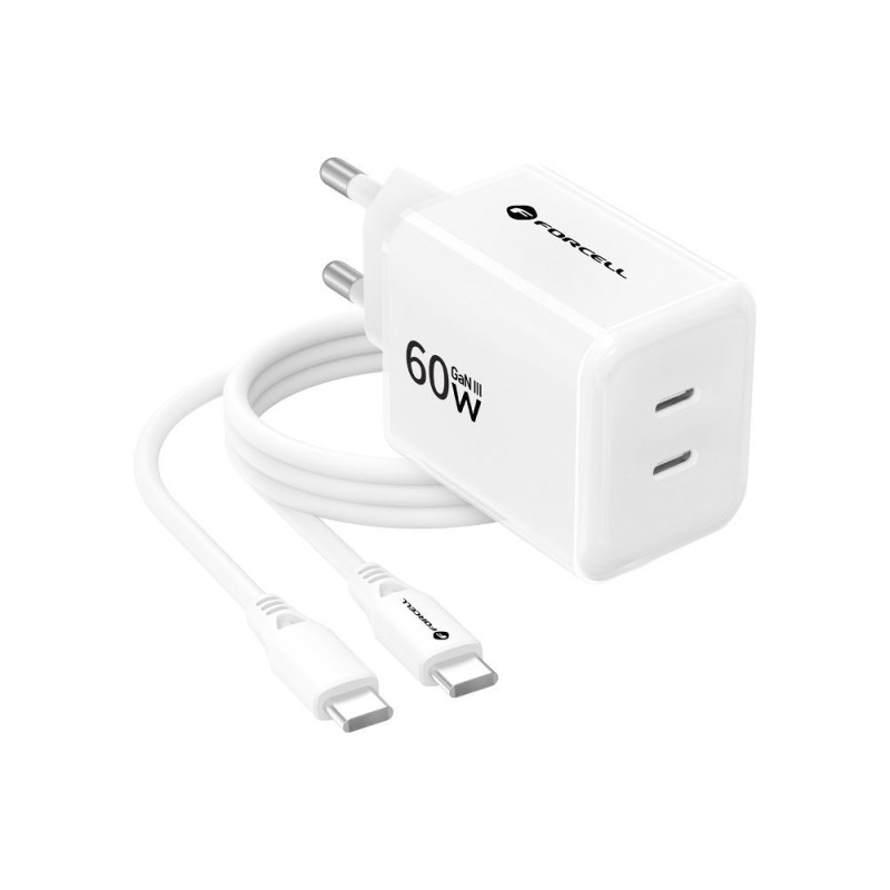 Nabíječka Forcell F-ENERGY GaN III pro smartphony/tablety/laptopy - bílá