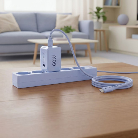 Nabíječka Forcell F-ENERGY GaN III 60W 2×USB-C - světle modrá
