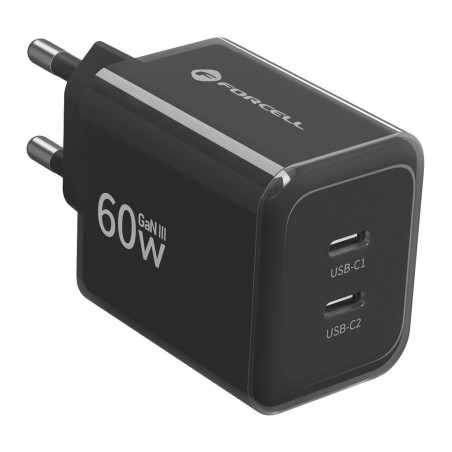 Nabíječka Forcell F-ENERGY GaN III 60W 2×USB-C – černá