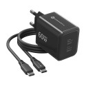 Nabíječka Forcell F-ENERGY GaN III 60W 2×USB-C – černá