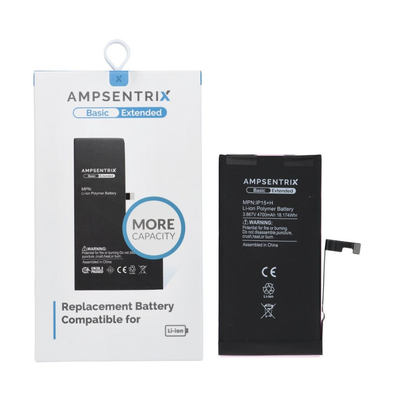 Baterie AmpSentrix Extended Capacity pro iPhone 15 Plus - black