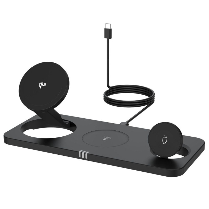 Nabíječka Forcell F-Energy 3in1 MagNetix USB C Qi2 20,5W kompatibilní s MagSafe pro Apple zařízení - černá