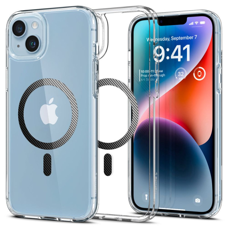 Spigen Ultra Hybrid Mag pouzdro s MagSafe pro iPhone 14 Plus - průhledné šedé