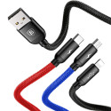 BASEUS CAMLT-BSY01 Odolný Fast Charge 3,5A nabíjecí a datový kabel 3v1, 1,2m, barevný