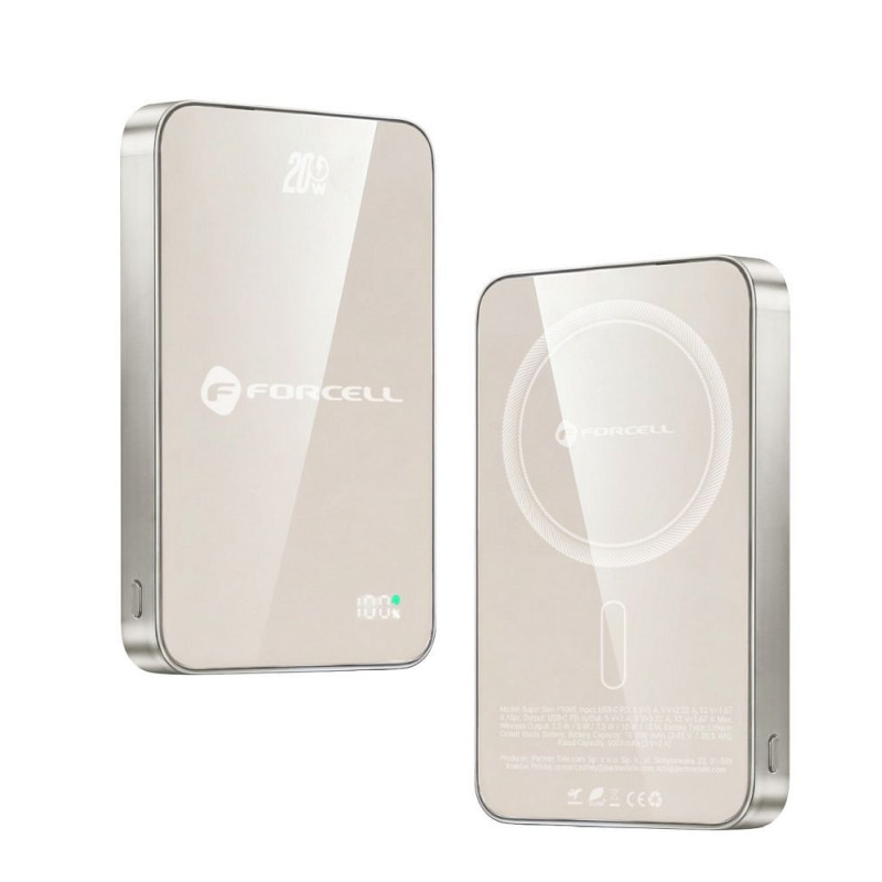 Powerbanka Forcell F-ENERGY SUPER SLIM F10K8 pro MagSafe zařízení - titanium desert