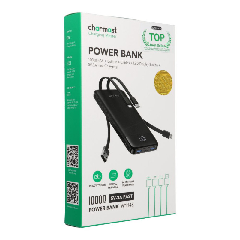Powerbanka Charmast W1148 10000 mAh pro nabíjení zařízení - černá