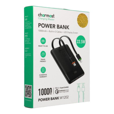 Powerbank Charmast W1202 10000 mAh PD 22,5W černá