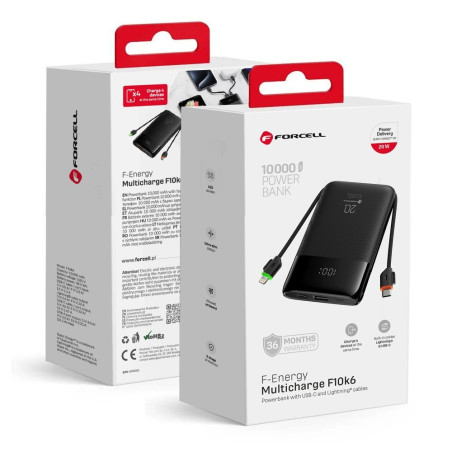 Forcell F-ENERGY F10K6 power banka 22,5 W 10 000 mAh - černá