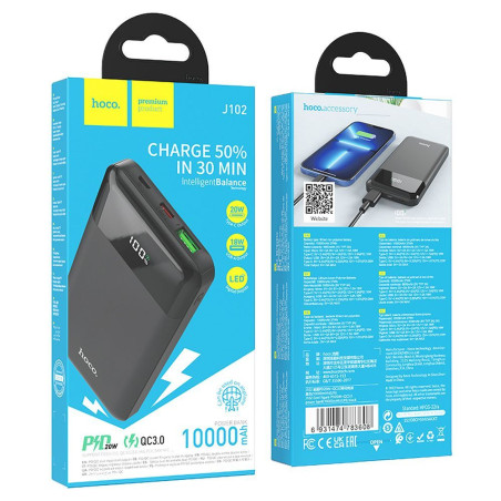Hoco J102 10000 mAh PD20W QC3.0 powerbanka černá