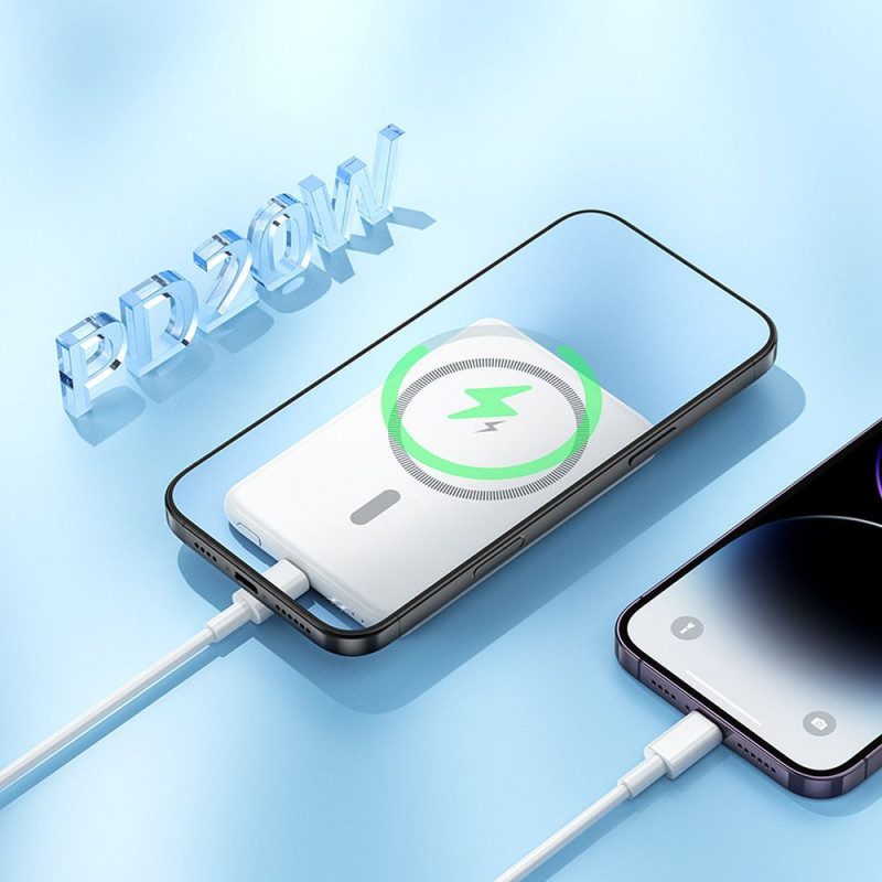 Powerbanka Hoco J140A pro zařízení s MagSafe/Qi - bílá