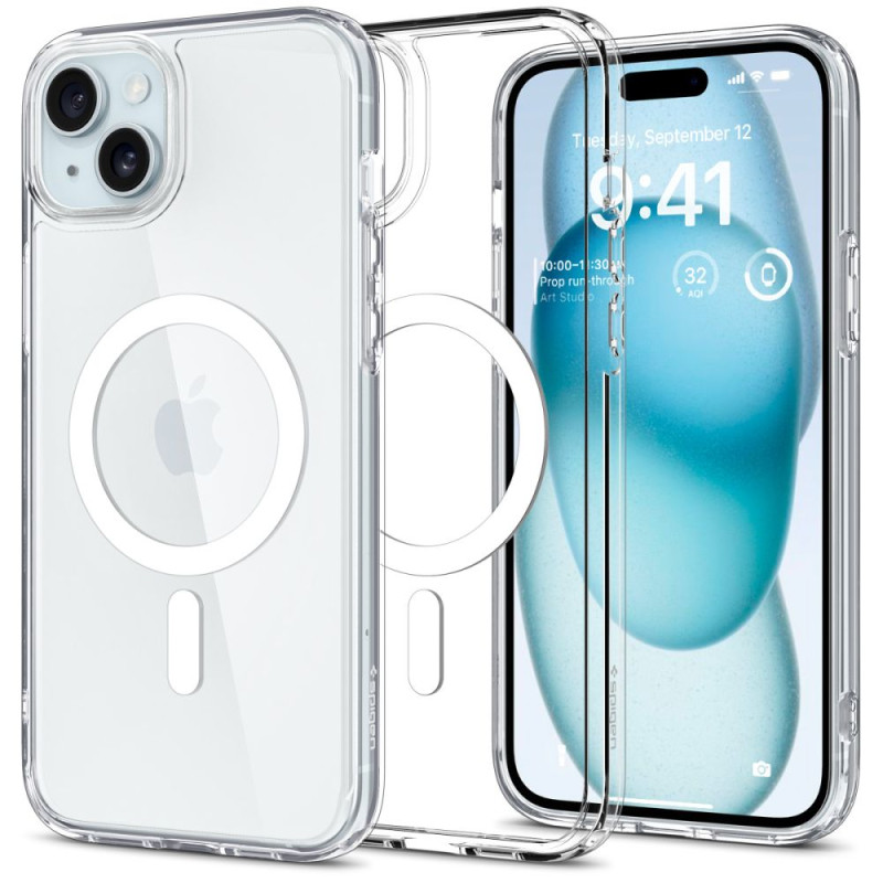 Spigen Ultra Hybrid Mag pouzdro s MagSafe pro iPhone 15 Plus - bílé