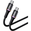 BASEUS CATGH-K01 Halo opletený a odolný kabel USB-C/USB-C, 2m, černý se svítícím proužkem