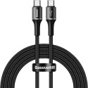 BASEUS CATGH-K01 Halo opletený a odolný kabel USB-C/USB-C, 2m, černý se svítícím proužkem