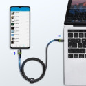 BASEUS CATGH-K01 Halo opletený a odolný kabel USB-C/USB-C, 2m, černý se svítícím proužkem