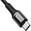 BASEUS CATGH-K01 Halo opletený a odolný kabel USB-C/USB-C, 2m, černý se svítícím proužkem