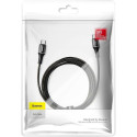 BASEUS CATGH-K01 Halo opletený a odolný kabel USB-C/USB-C, 2m, černý se svítícím proužkem