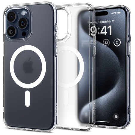 Spigen Ultra Hybrid Mag pouzdro s MagSafe pro iPhone 15 Pro - čiré matné