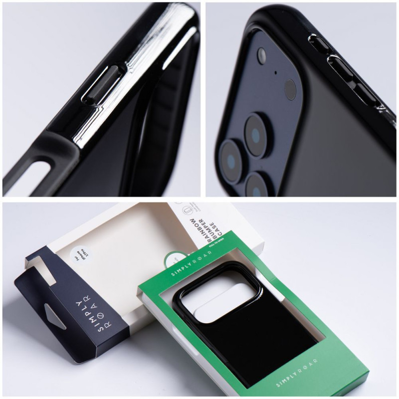 Kryt Roar RAINBOW BUMPER pro iPhone 16 - černá (MagSafe)