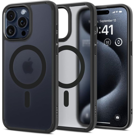 Spigen Ultra Hybrid Mag pouzdro s MagSafe pro iPhone 15 Pro Max - průhledné černé