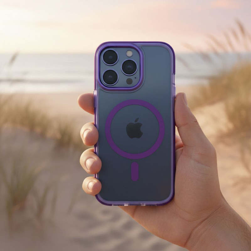 Kryt FRAME CLEAR HYBRID pro iPhone 17 - fialový