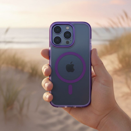 Kryt FRAME CLEAR HYBRID MagSafe iPhone 17 fialový