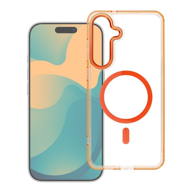 Kryt FRAME CLEAR HYBRID MAG COVER pro Samsung Galaxy S25 FE - hermes orange (čirá)