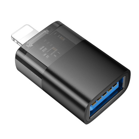 Hoco UA36 OTG Lightning na USB-A adaptér pro iPhone – black transpa