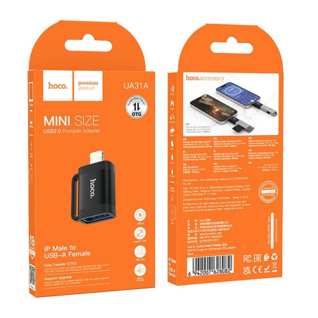 Redukce OTG Lightning → USB-A Hoco UA31A černá