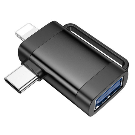 Adaptér Hoco UA31F USB-C/Lightning na USB-A černá
