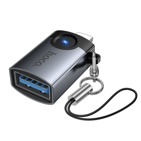 OTG adaptér Hoco UA46 VICTORY Lightning → USB-A šedá