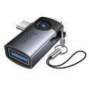 Hoco UA46D Victory adaptér OTG 2v1 Lightning / USB-C – USB-A - šed