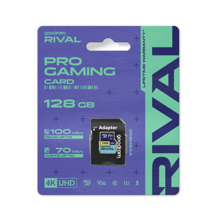 GOODRAM RIVAL microSD 128GB 100MB/s V30 UHS-I U3 + adaptér