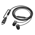 Hoco M119A sluchátka 2v1 Jack 3,5 mm / USB-C – černá