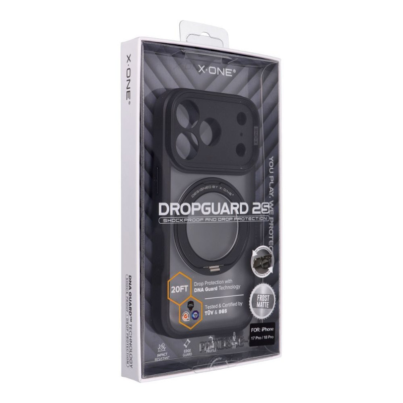 Stojánek/kryt X-ONE Dropguard 2S (stand edition) pro iPhone 18 Pro - black frost matte