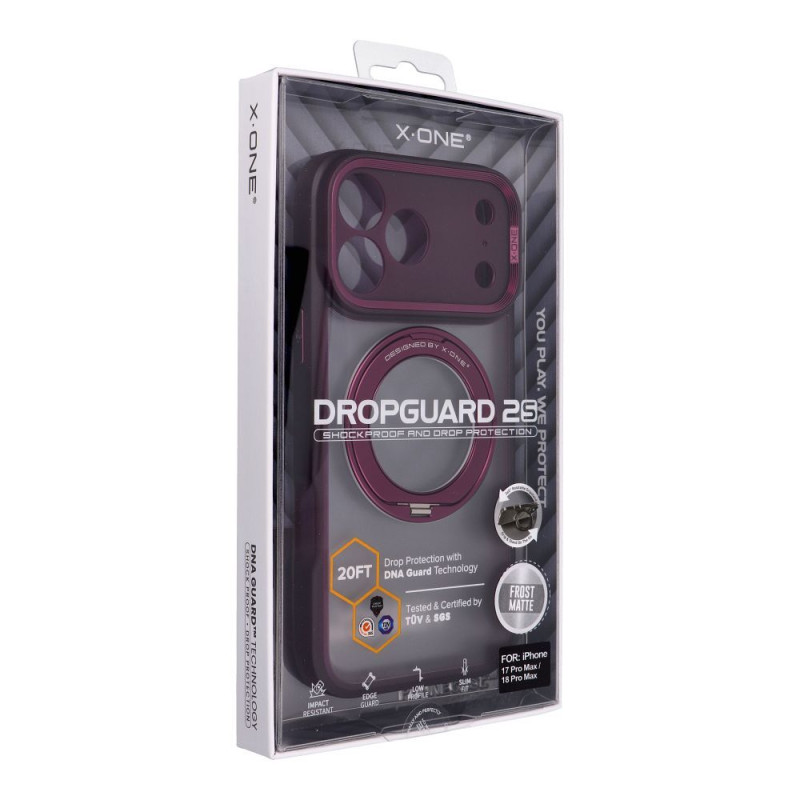 Kryt X-One Dropguard 2S STAND EDITION pro iPhone 18 Pro Max / 17 Pro Max - dark cherry