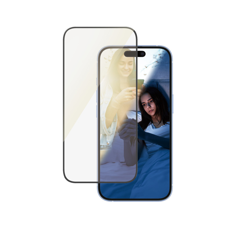 Ochranné sklo PanzerGlass EyeCare pro iPhone 16/15 s instalačním rámečkem - čiré