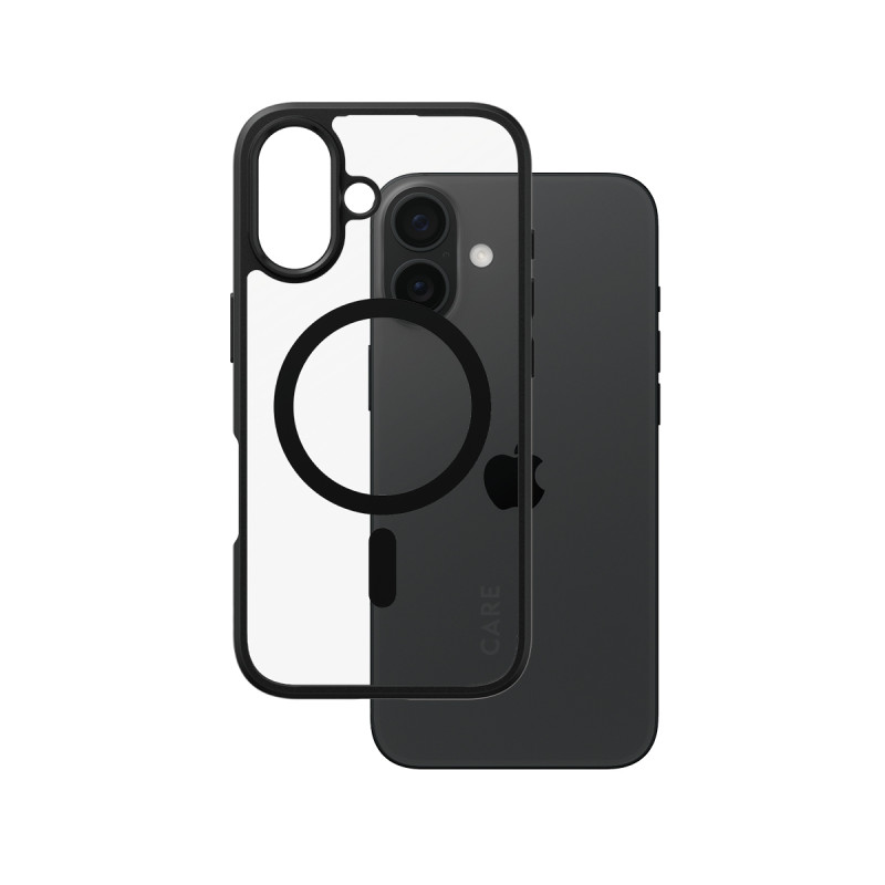 Kryt PanzerGlass CARE pro iPhone 16 - černý rámeček/černý MagSafe