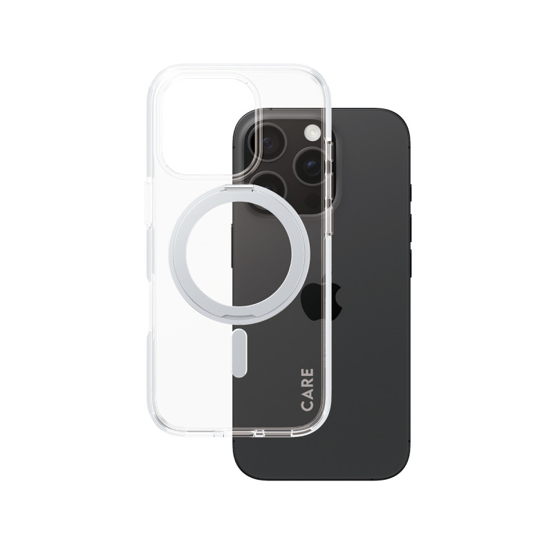 Kryt PanzerGlass CLEAR T pro iPhone 16 Pro - šedý MagSafe KickStand 360° otočný stojánek