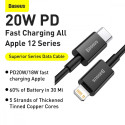 BASEUS CATLYS-C01 Datový a nabíjecí kabel USB-C/Lightning s podporou PD 20W, 2m, černý