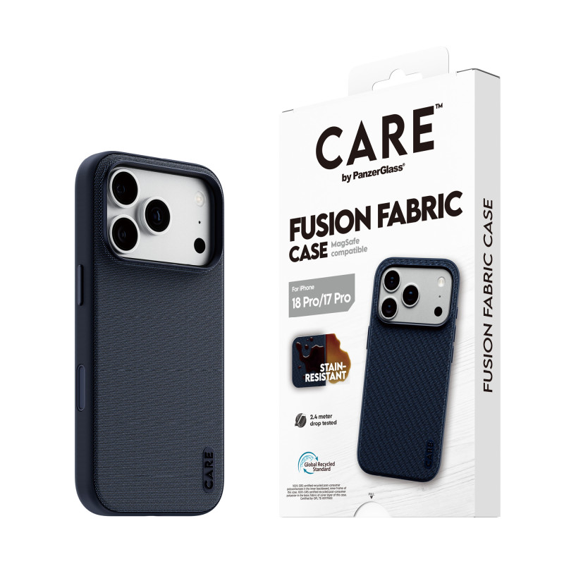 Kryt PanzerGlass CARE pro iPhone 18 Pro/17 Pro - modrý (Fusion Fabric MagSafe)