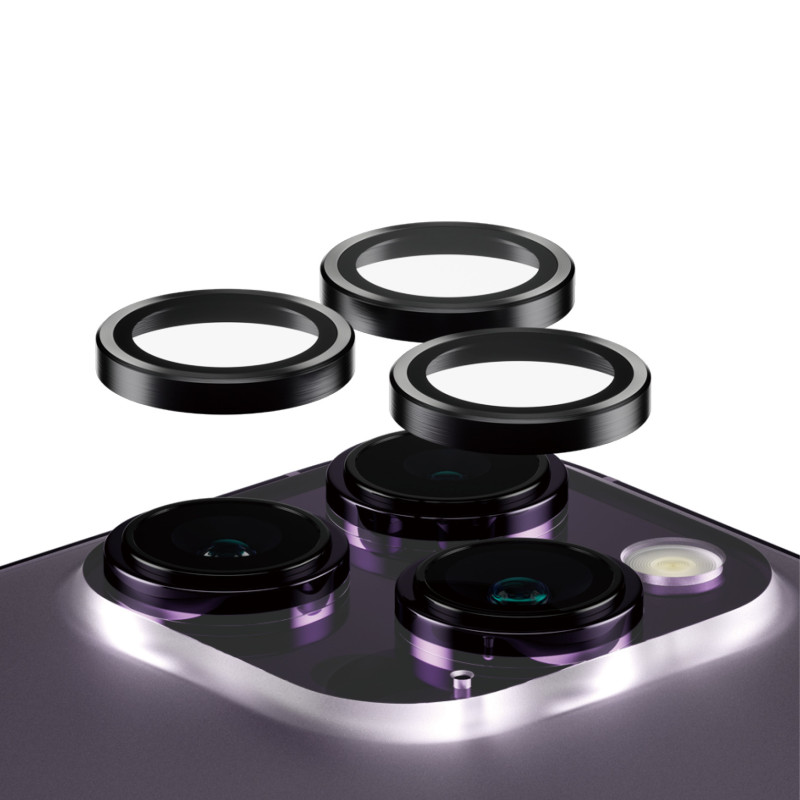 Ochranné kroužky fotoaparátu PanzerGlass Hoops pro iPhone 14 Pro/14 Pro Max - černý hliník/sklo