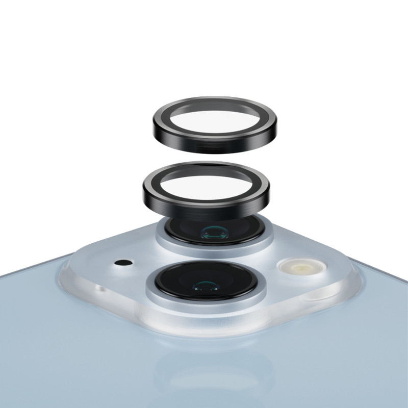 Ochranné kroužky fotoaparátu PanzerGlass Hoops pro iPhone 14/14 Plus - černý hliník/sklo