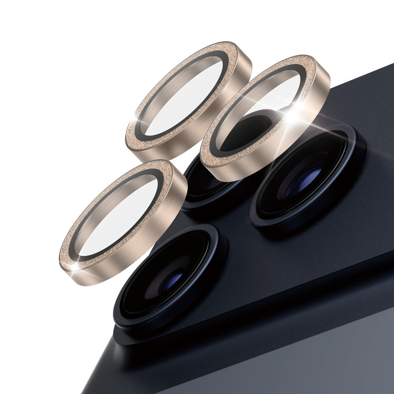 Ochranné kroužky fotoaparátu PanzerGlass Hoops pro iPhone 17 Pro/16 Pro/15 Pro/17 Pro Max/16 Pro Max/15 Pro Max - třpytivě zlaté