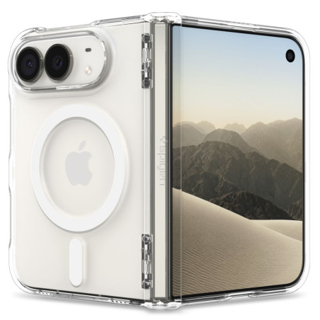 Kryt Spigen Ultra Hybrid Pro s MagSafe pro iPhone Duo – průhledný s bílými prvky
