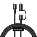 BASEUS CATLYW-01 Twins 2v1 Datový a nabíjecí kabel USB-C PD na USB-C/Lightning 60W, 1m, černý