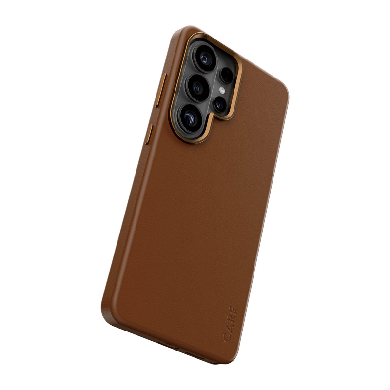 Kryt PanzerGlass CARE SOLO Qi pro Samsung Galaxy S26 Ultra - hnědá veganská kůže