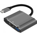 HUB adaptér Art OEM-C17 3v1 USB-C stříbrný