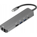HUB adaptér ART OEM-C15-1 5in1 USB-C stříbrný
