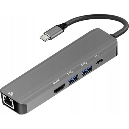 HUB adaptér ART OEM-C15-1 5in1 USB-C stříbrný